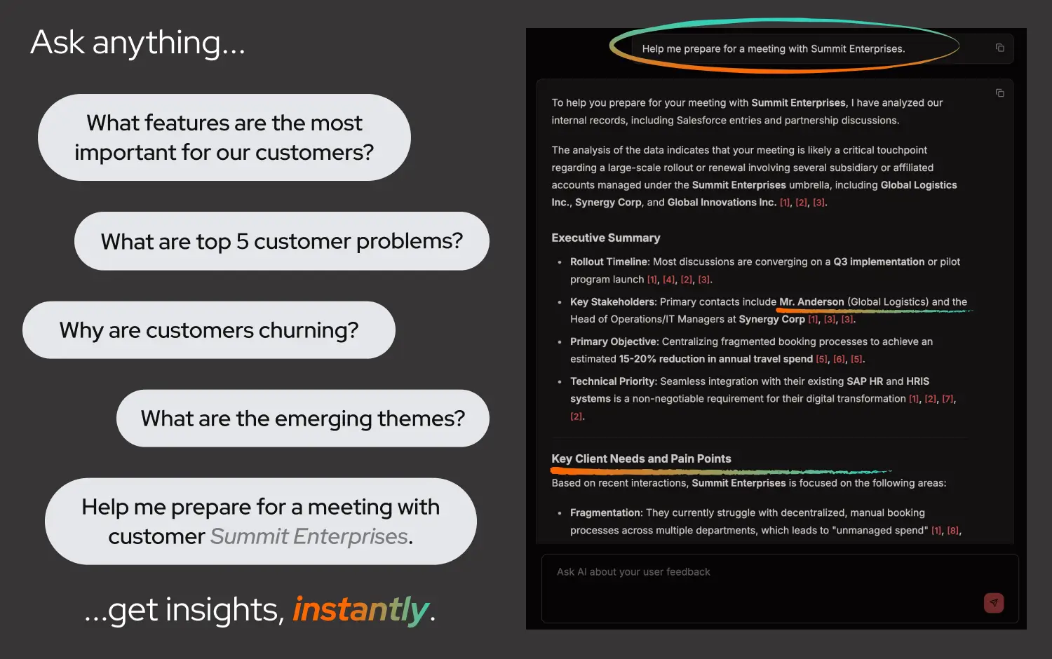 Insights chat interface